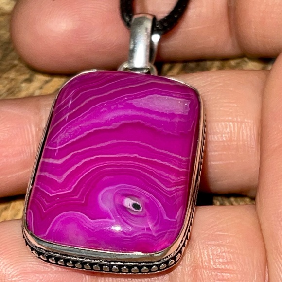 Pink Botswana Lace Agate Pendant 2” - Picture 4 of 14